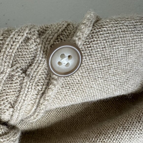 Vintage Cezani Cable Knit Vest XL Wool Blend Button up Tan - Picture 9 of 10